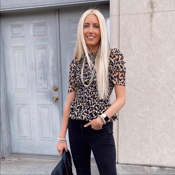 AMANDA UPRICHARD SMOCKED MULTI COLOR TOP NWT - Picture 2 of 5